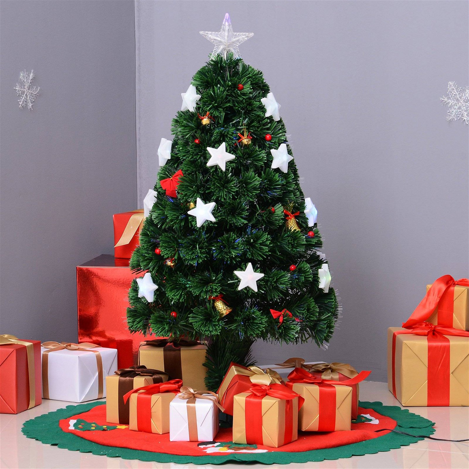 Árvore de Natal artificial 90cm Pinheiro Decoração de Natal com 12 LED 3  Cores 90 Ramos Verde PVC | O Meu Jardim