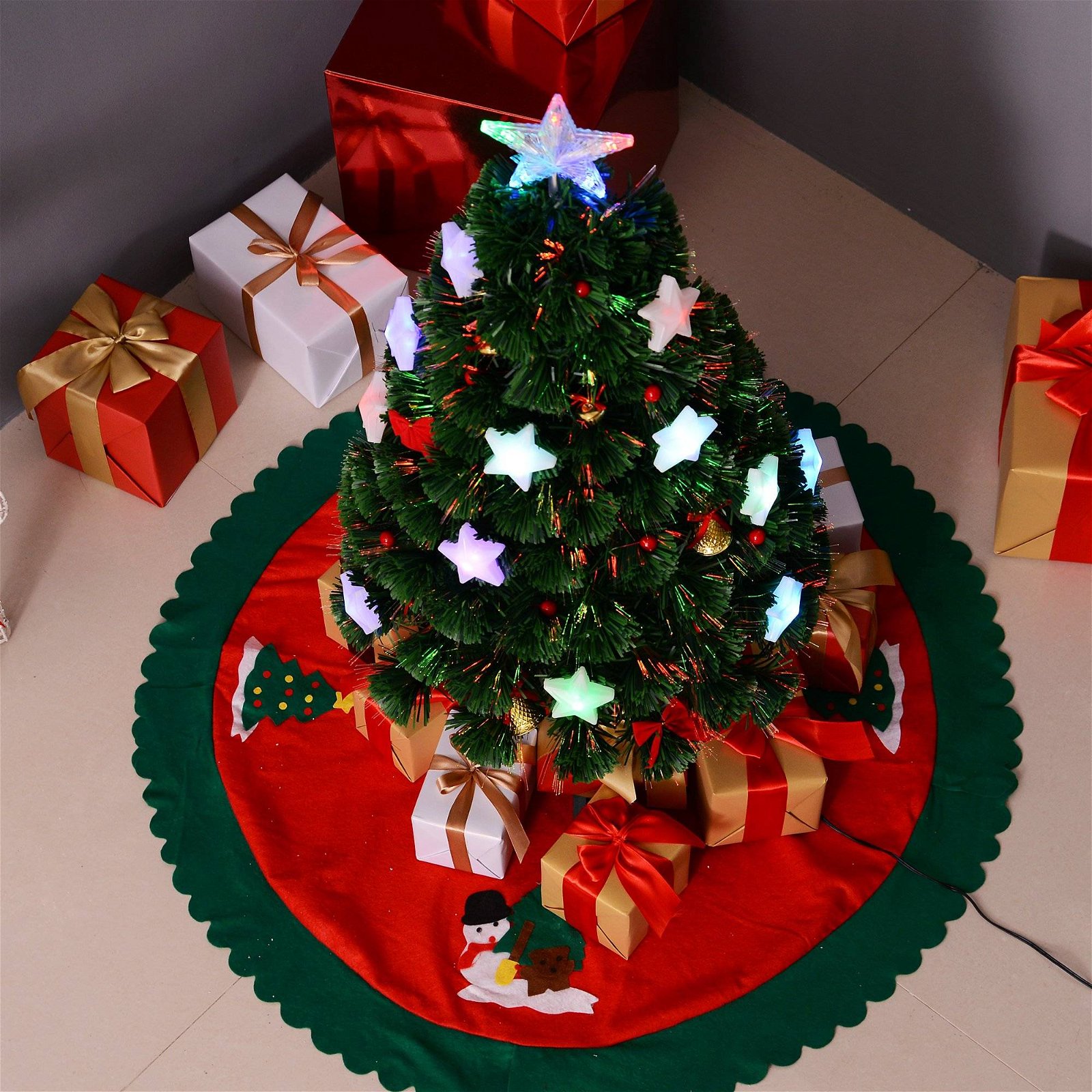 Árvore de Natal artificial 90cm Pinheiro Decoração de Natal com 12 LED 3  Cores 90 Ramos Verde PVC | O Meu Jardim