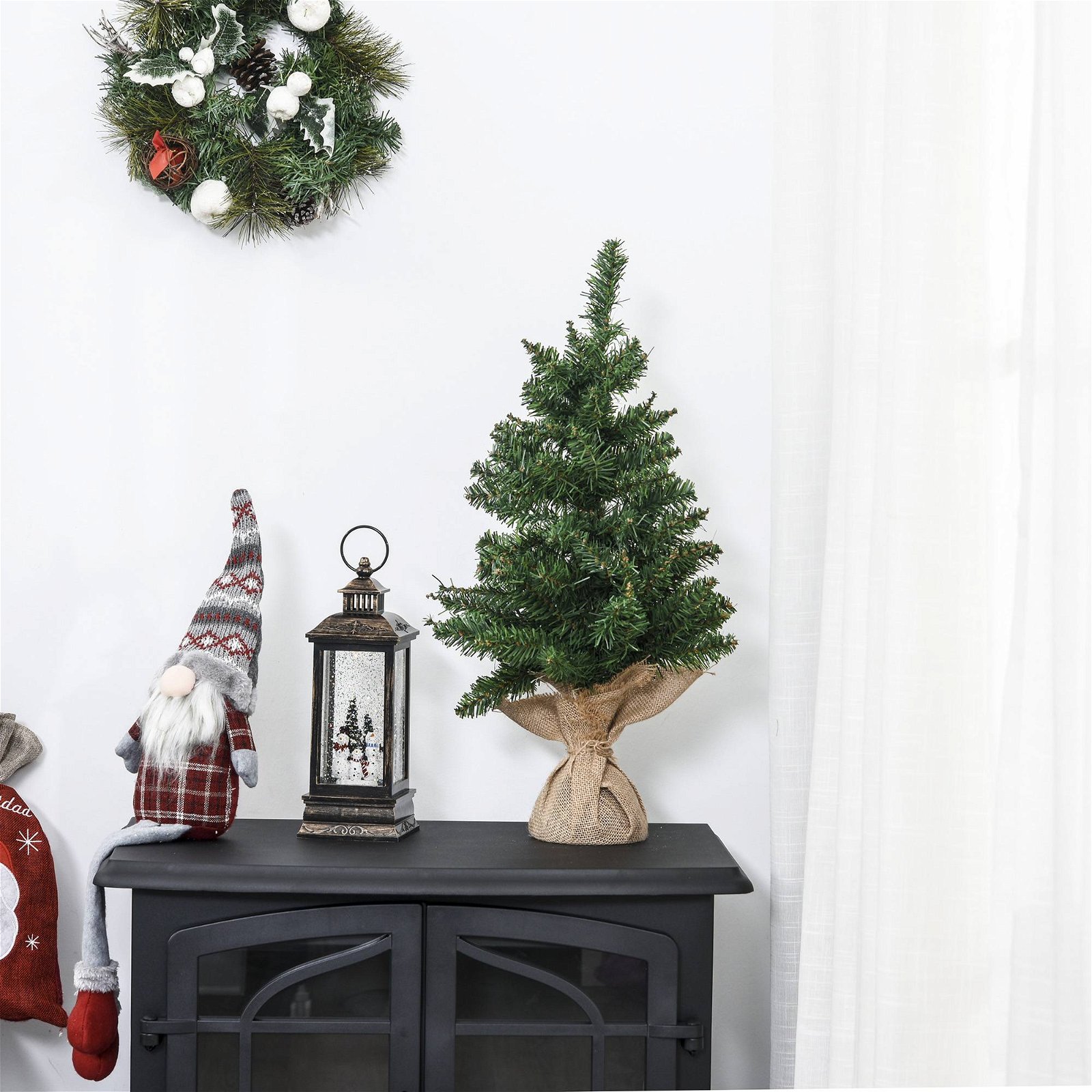 Árvore de Natal artificial pequena com 60 cm de altura com 70 filiais Base de  tecido Mini árvore de Natal realista para interiores Verde | O Meu Jardim