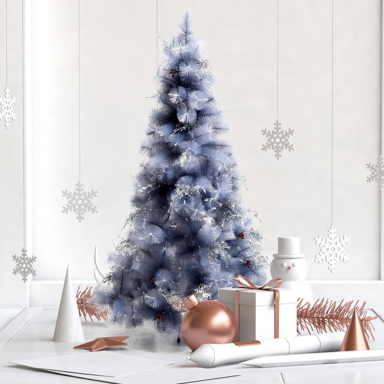 Árvore de natal 150 cm Pinheiro Artificial Decoração de Natal com Peças de  Decoração 222 Ramos Cinza Metal PET | O Meu Jardim