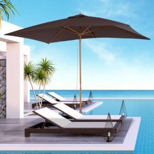 Guarda-sol para Varanda Pátio e Jardim - Mastro de Madeira - Cor: Chocolate - 2 x 3 m