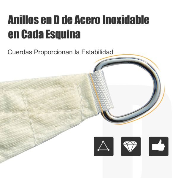 01-0635g_5__1 Toldo Vela 6 x 6 x 6 m Triângulo Cor: Creme Guarda-sol Varanda Jardim Campismo - Imagem 4