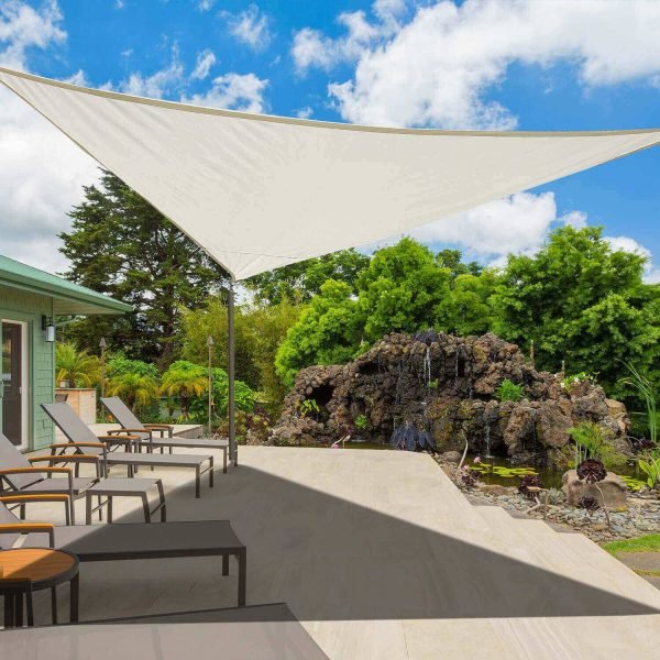 Toldo Vela 5 x 5 x 5 m Triângulo Cor: Creme Guarda-sol Varanda Jardim Campismo - Image 1