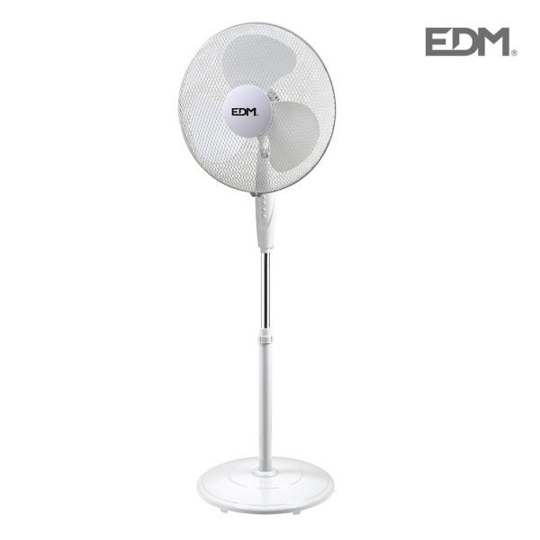 Ventoinha De Pé Com Base Circular Branco 45W Ø Aspas 40Cm Altura Regulável 110-130 Cm 3 Velocidades