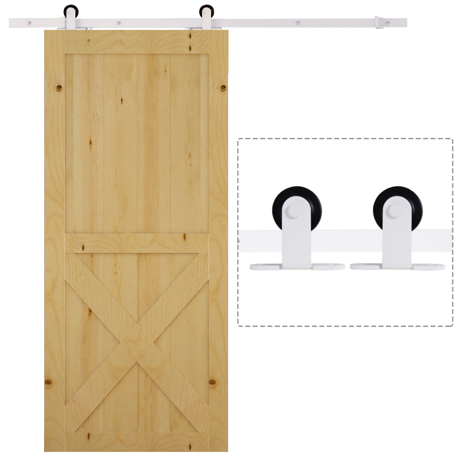 Kit de ferragens para porta deslizante 2x183 cm aço preto
