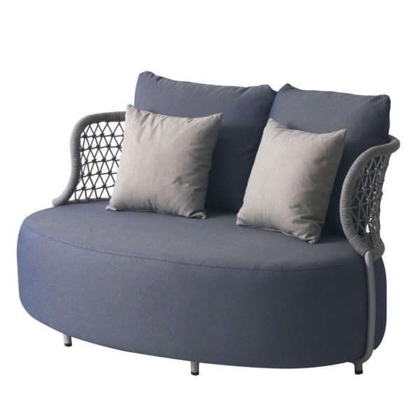SOFÁ SORÄ DE 2 LUGARES CINZENTO AZULADO COM CORDA TRANÇADA 152 X 99 X 77 CM
