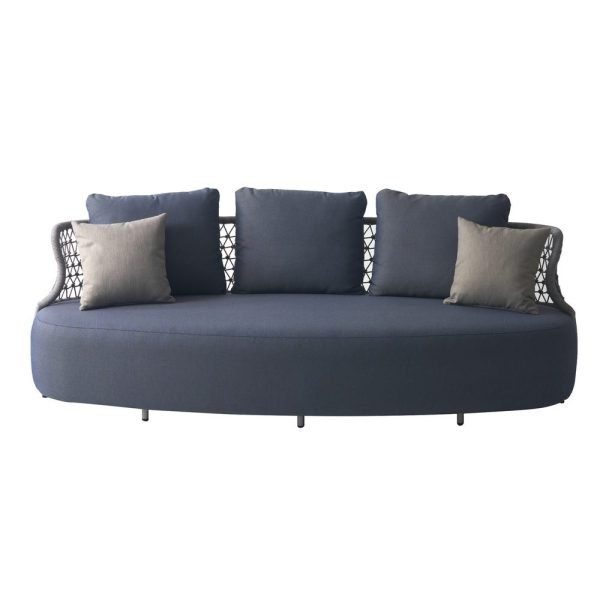 SOFÁ SORÄ DE 3 LUGARES CINZENTO AZULADO COM CORDA TRANÇADA 240 X 99 X 77 CM