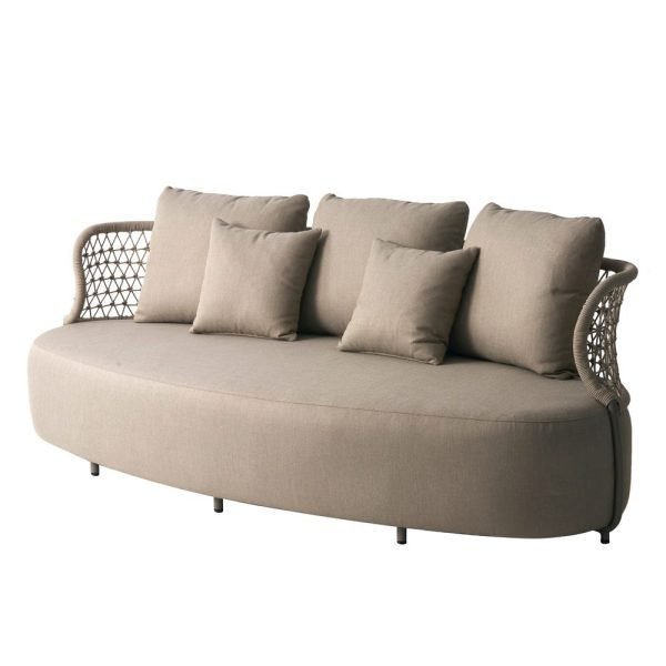SOFÁ SORÄ DE 3 LUGARES BEGE COM CORDA TRANÇADA 240 X 99 X 77 CM