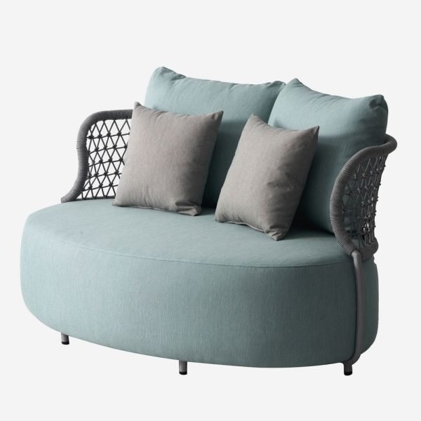 SOFÁ SORÄ DE 2 LUGARES AZUL COM CORDA TRANÇADA 152 X 99 X 77 CM