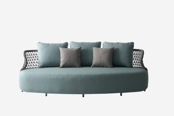 SOFÁ SORÄ DE 3 LUGARES AZUL COM CORDA TRANÇADA 240 X 99 X 77 CM