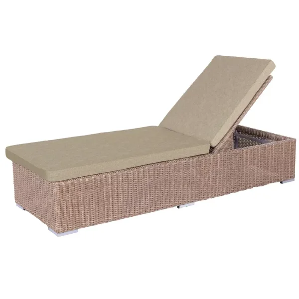 Espreguiçadeira Rattan Natural 200 X 70 X 41 Cm com pistão - Image 1