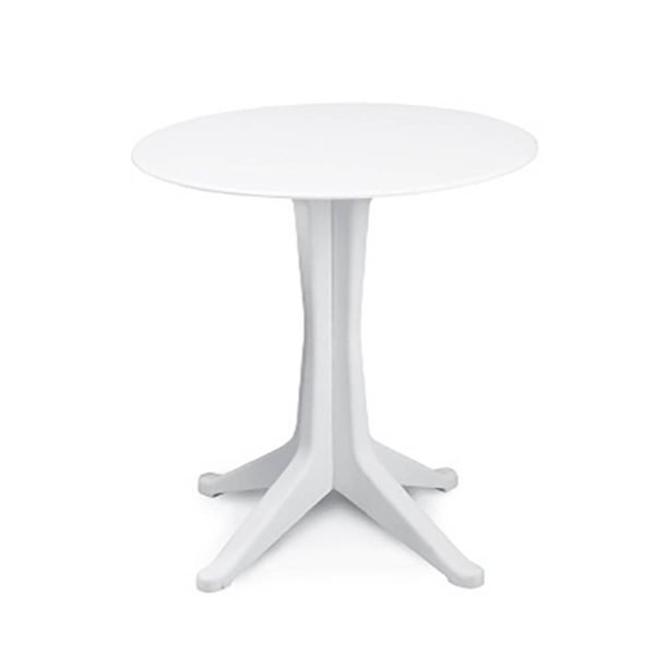 Mesa Redonda Reforçada Para Uso Profissional. Tabuleiro E Patas Em Polipropileno Diametro 70X72Cm Cor Branco