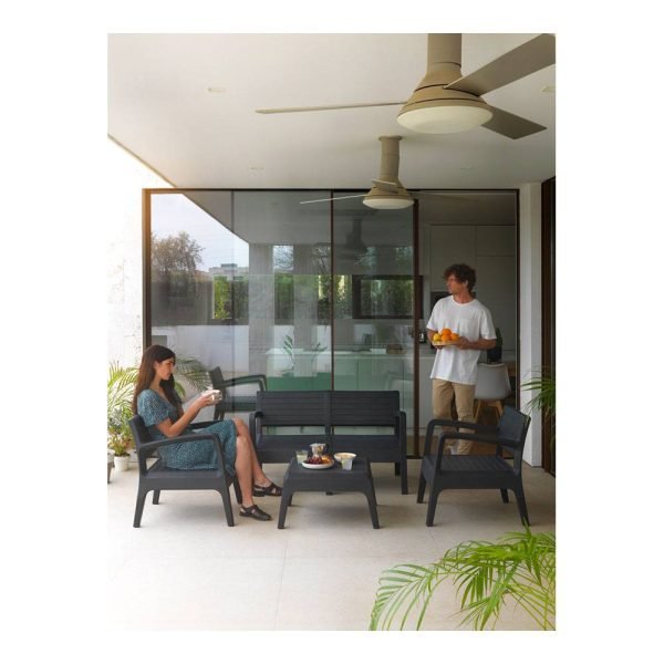 Conjunto Miami Cinzento Escuro com 4 peças, 1 mesa, 2 poltrona e 1 sofá - Image 1