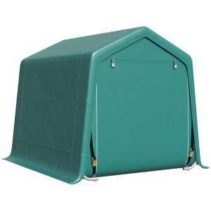 Abrigo de Exterior para Ferramentas com 2 Portas e com Fecho de Correr Impermeável Anti-UV Verde