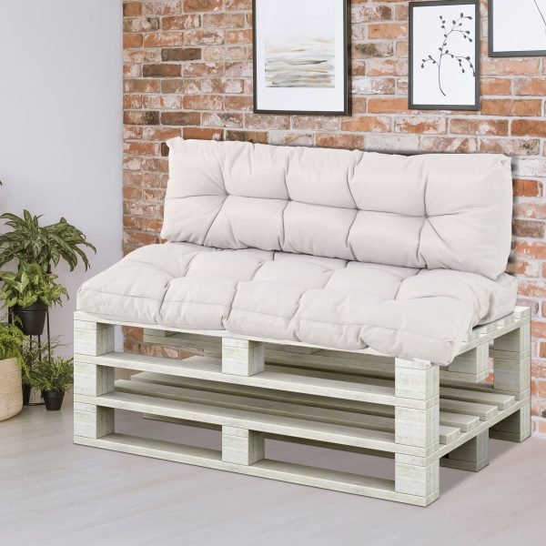 Almofada com encosto para palete, banco e sofá 120x80x12 cm, Cor creme - Image 1