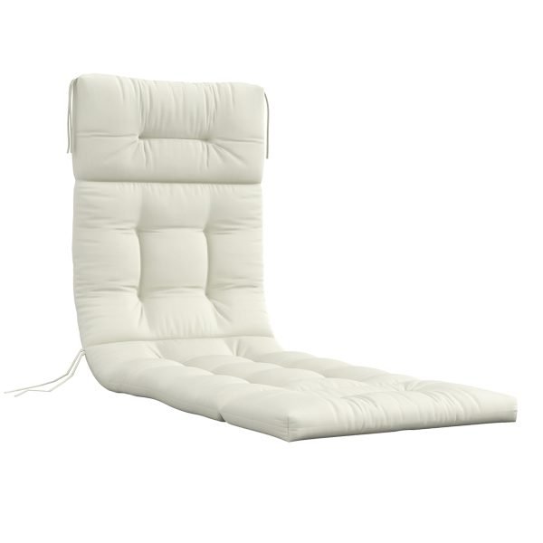 Almofada para Espreguiçadeira 200x60x13 cm Creme - Image 1