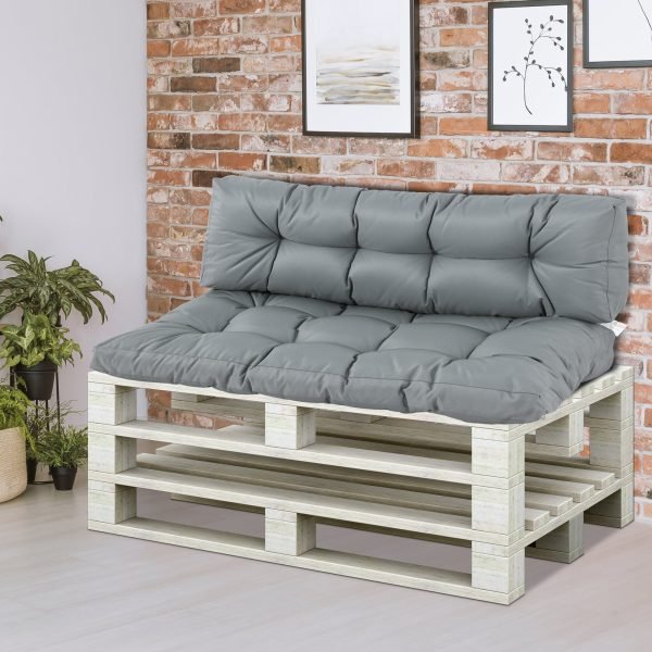 Almofada com encosto para banco, sofá ou palete 120x80x12 cm, Cor cinza - Image 1