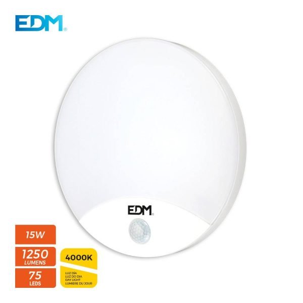 Aplique Redondo Exterior Led 15W 1250  Lumens 4.000K Com Sen