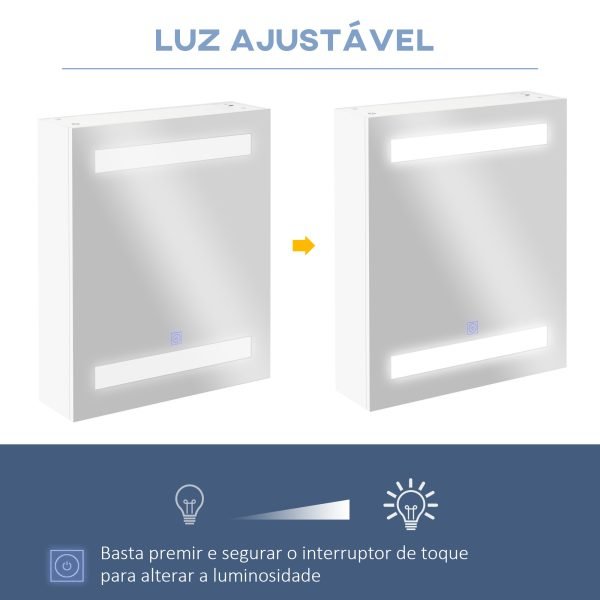 Armário Casa de Banho com Espelho e Luz LED Armário com Espelho com 2 Prateleiras - Imagem 5