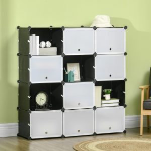 Armário Modular de Plástico Portátil com 12 Cubos Organizadores de Sapatos