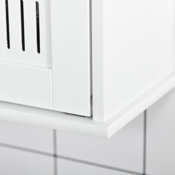 Armário de Casa de Banho com Espelho de Parede com 4 Portas com Grande Armazenamento com Prateleira Interior Estilo Moderno 55x17,5x60cm Branco - Imagem 5