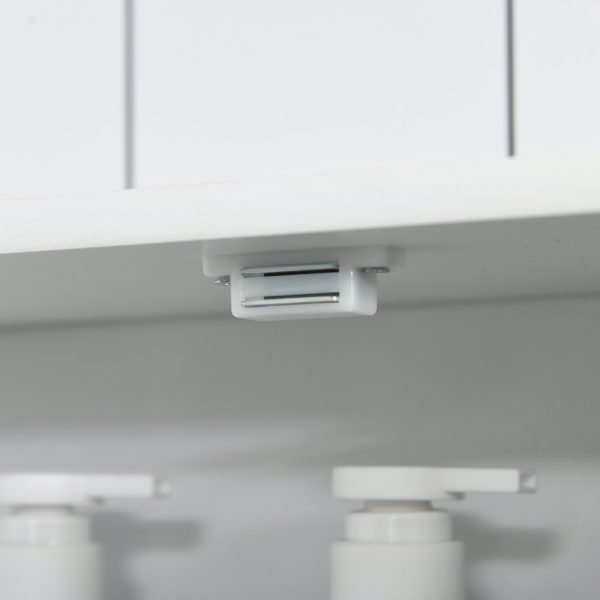 Armário de Casa de Banho com Espelho de Parede com 4 Portas com Grande Armazenamento com Prateleira Interior Estilo Moderno 55x17,5x60cm Branco - Imagem 7