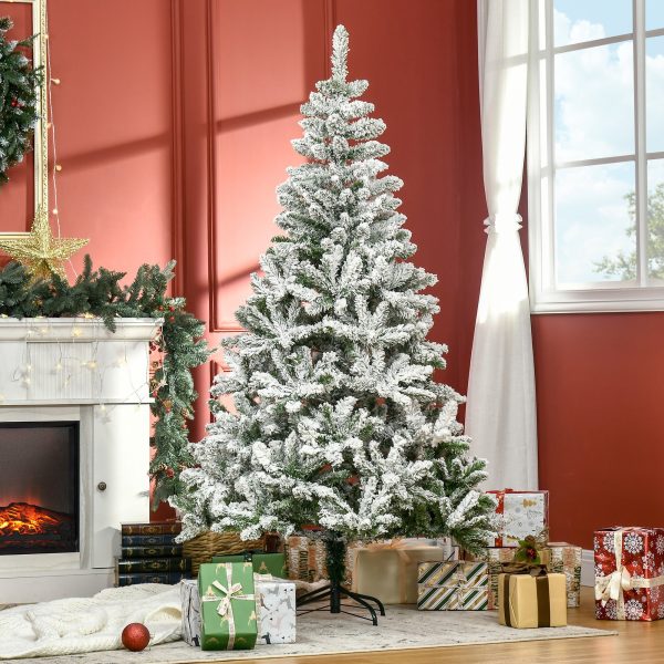 Árvore de Natal Artificial 180cm com Neve Ignífuga com 750 Ramos