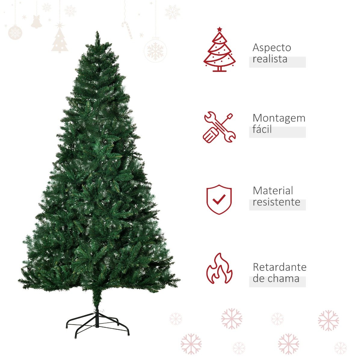 Árvore de Natal Artificial 210cm Ignífuga com 1064 Ramos com 2 Tipos de  Pontas | O Meu Jardim
