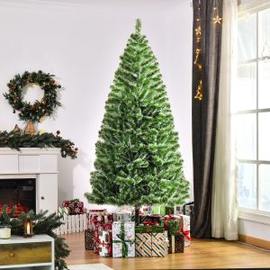 Árvore de Natal Artificial 210cm com 968 Ramos e Suporte de Metal para Decoração de Interior Ø100x210 cm Verde