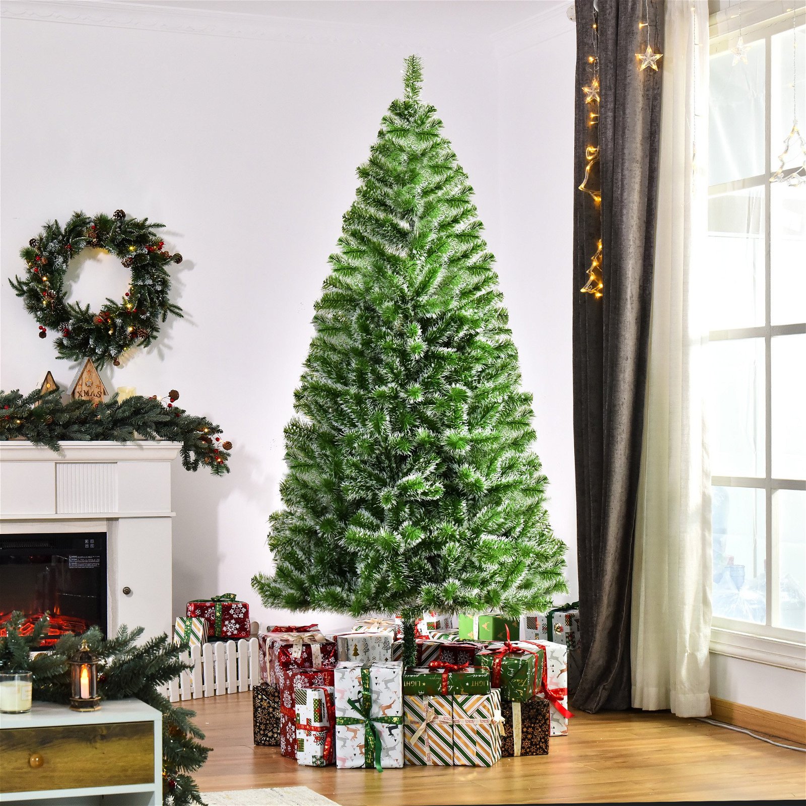 Árvore de Natal Artificial 210cm com 968 Ramos e Suporte de Metal para  Decoração de Interior Ø100x210 cm Verde | O Meu Jardim