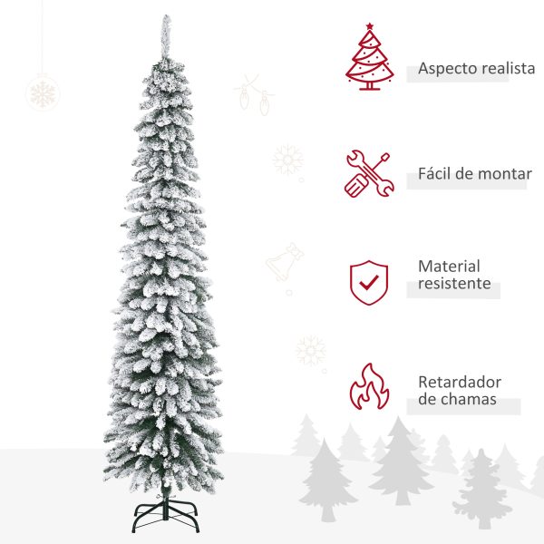Árvore de Natal Artificial 210cm com Neve com 490 Ramos, Folhas de PVC, Base Dobrável e Suporte Metálico Verde - Imagem 4