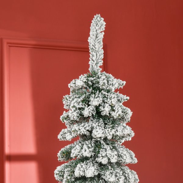 Árvore de Natal Artificial 210cm com Neve com 490 Ramos, Folhas de PVC, Base Dobrável e Suporte Metálico Verde - Imagem 8