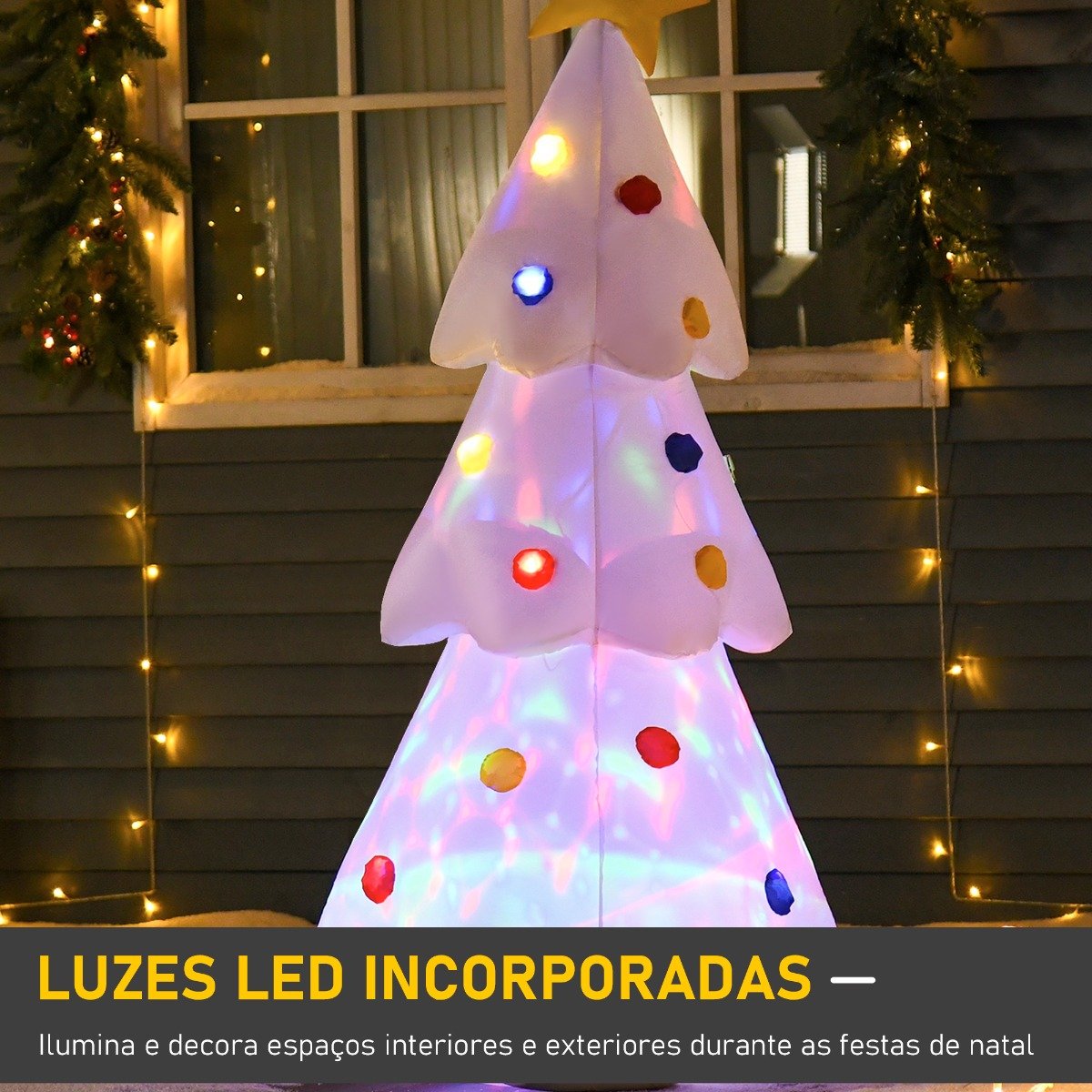 Árvore de Natal Inflável 158cm de Altura com Luzes LED | O Meu Jardim