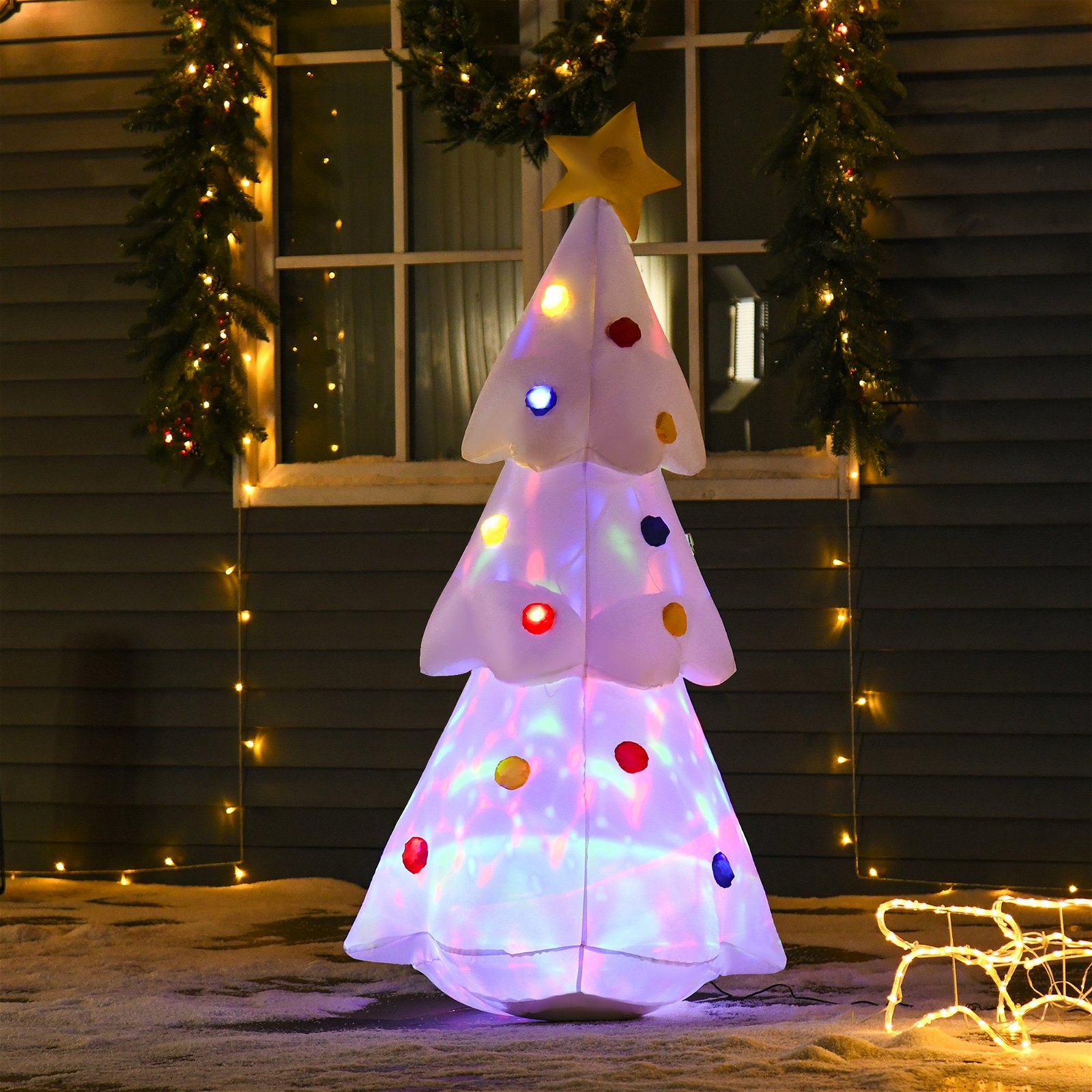 Árvore de Natal Inflável 158cm de Altura com Luzes LED | O Meu Jardim