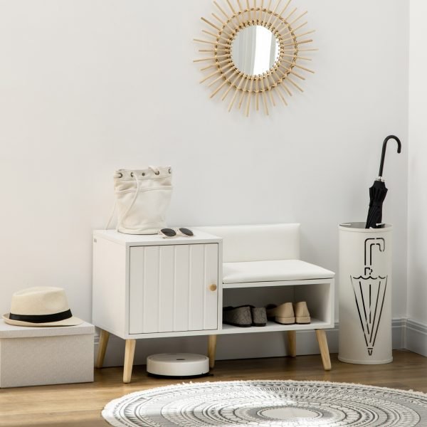 Banco Sapateiro com Compartimento Aberto e Almofada Acolchoada para 4 Pares de Sapatos 80x33x49cm