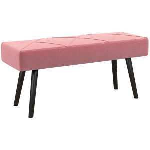 Banco de Pé Cama Multifuncional Moderno Dormitório com Pés Aço e Assento Acolchoado Carga Máxima 120 kg Entrada Corredor 100x36x45 cm Rosa