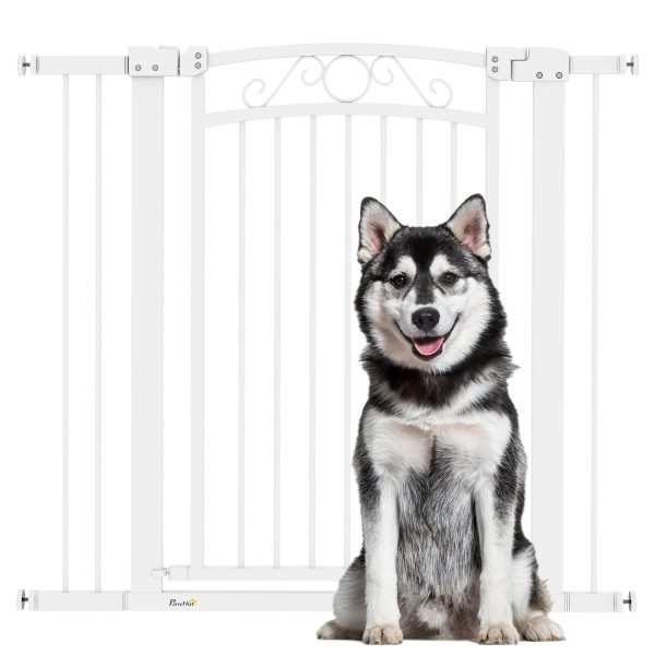 Barreira de Segurança para Cães Extensível 76-102 cm  com 2 Extensões Duplo Bloqueio para Escada Branco