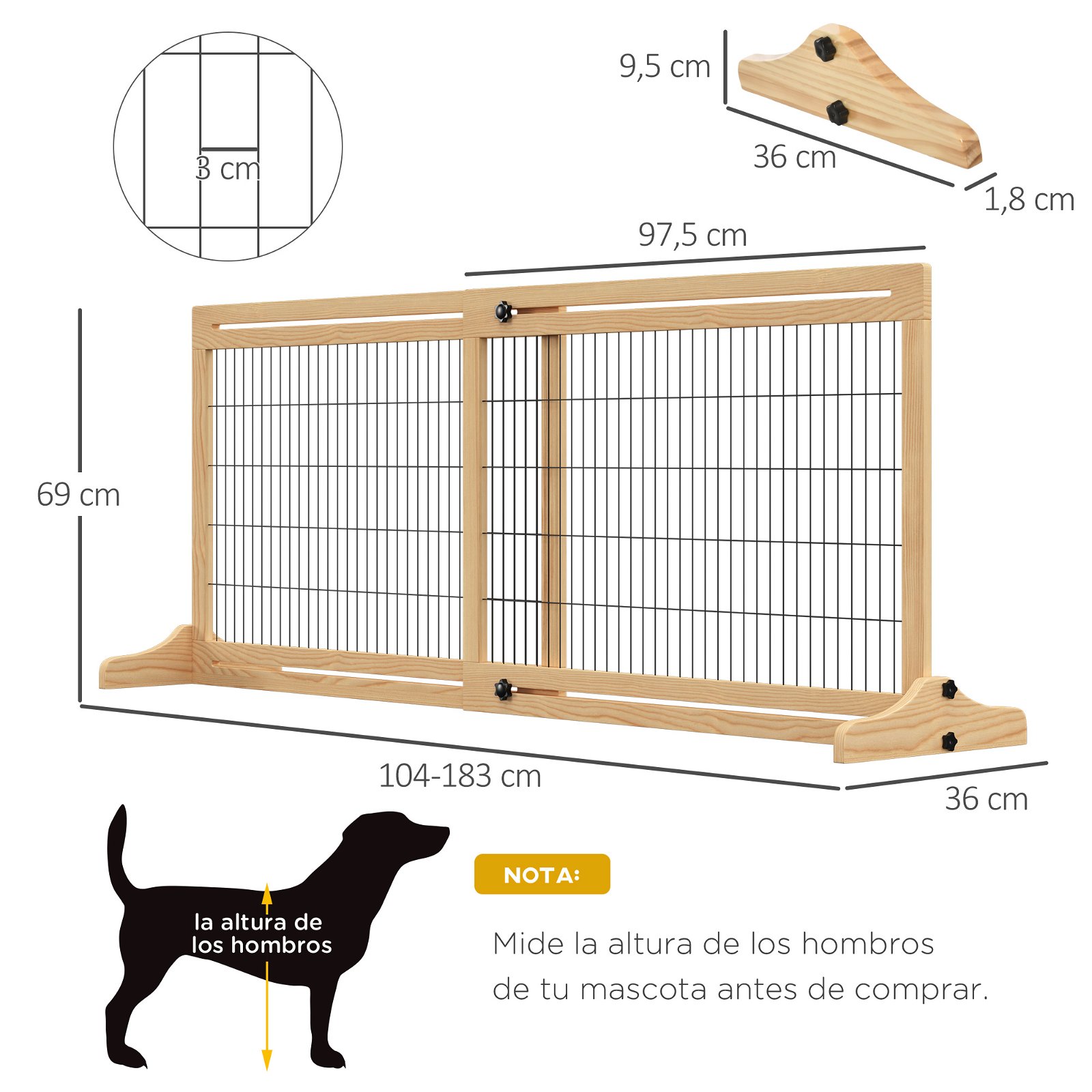 Barreira de Segurança Extensível Portas e escadas metálicas para cães e  bebês Portas de Barreira Pet 72-107x76cm