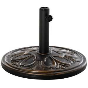 Base para Chapéu de Sol Peso 13 kg Redondo HDPE e Cimento Mastros Ø35/38/48 mm Varanda Pátio Jardim Ø48x34 cm Preto Bronze