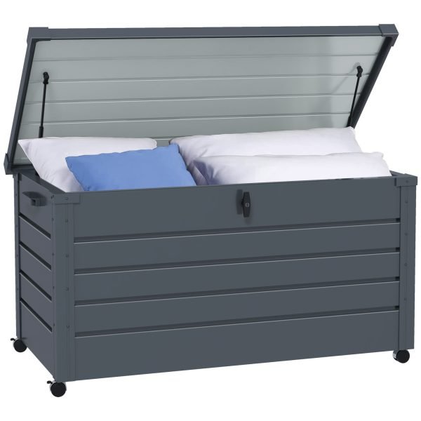 Baú de Armazenamento de Aço Galvanizado com 4 Rodas 2 Pegas e 1 Fechadura com Chave 120x62x66 cm