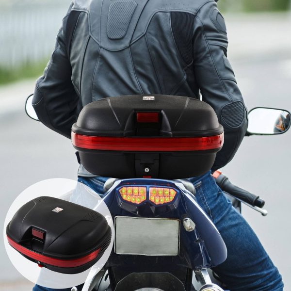 Baú universal de motocicleta para 2 capacetes médios com capacidade 43 L Fechadura com duas chaves 55