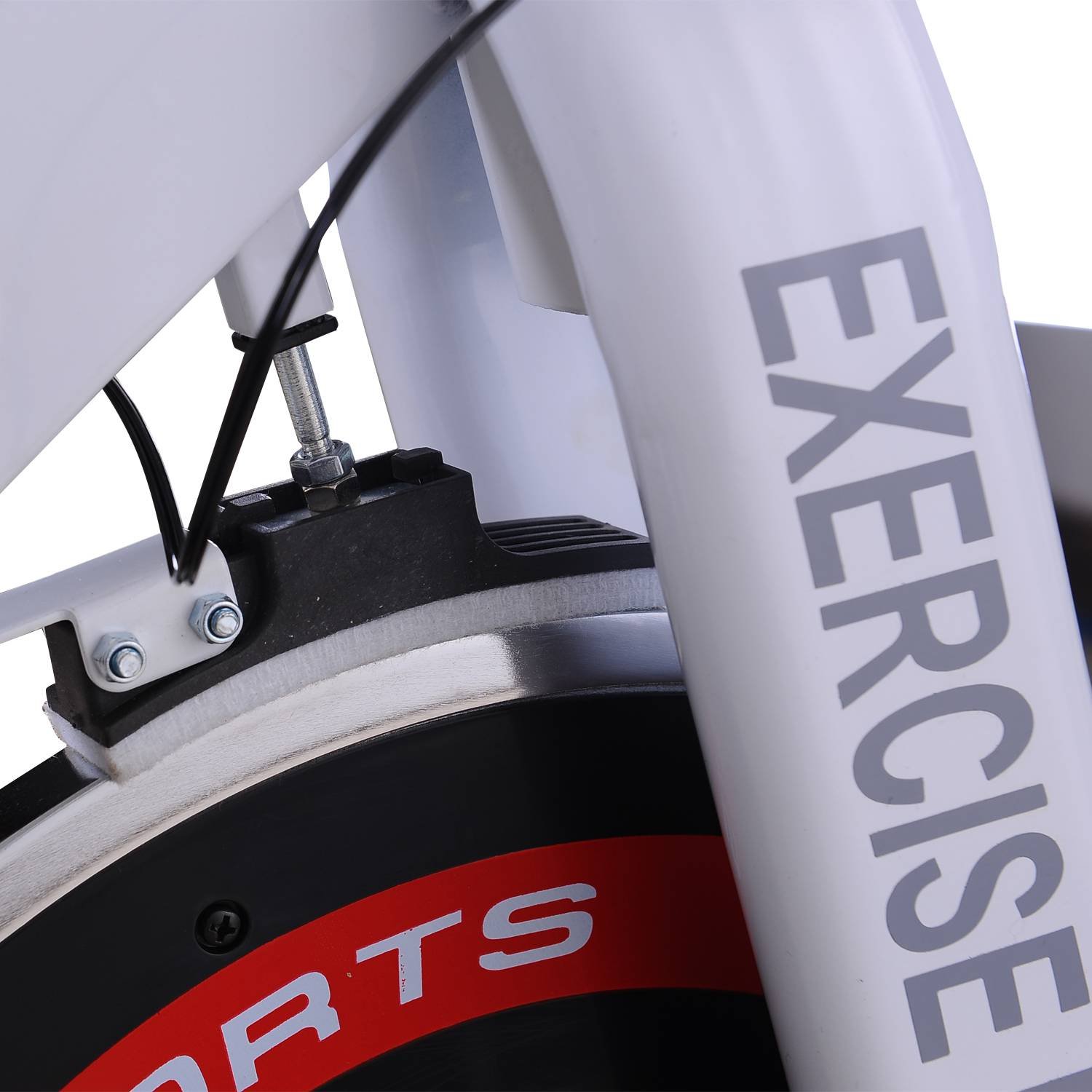 Bicicleta Estática de Spinning Bicicleta de Fitness Ecrã LCD Assento e  Guiador Ajustável Resistência Regulável Carga 120kg 107x48x100cm Aço Branco  | O