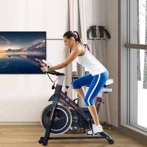 Bicicleta Estática com Resistência Ajustável Bicicleta Fitness com Volante de Inércia de 8kg Ecrã LCD