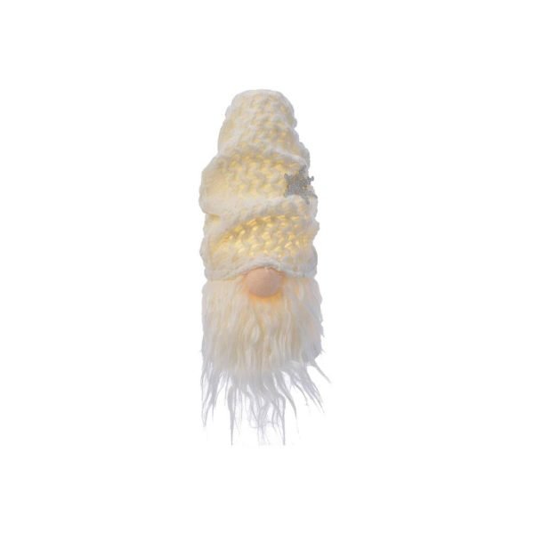 Boneco Gnomo Natalino Com Gorro E Led Funciona Com 2 Pilha