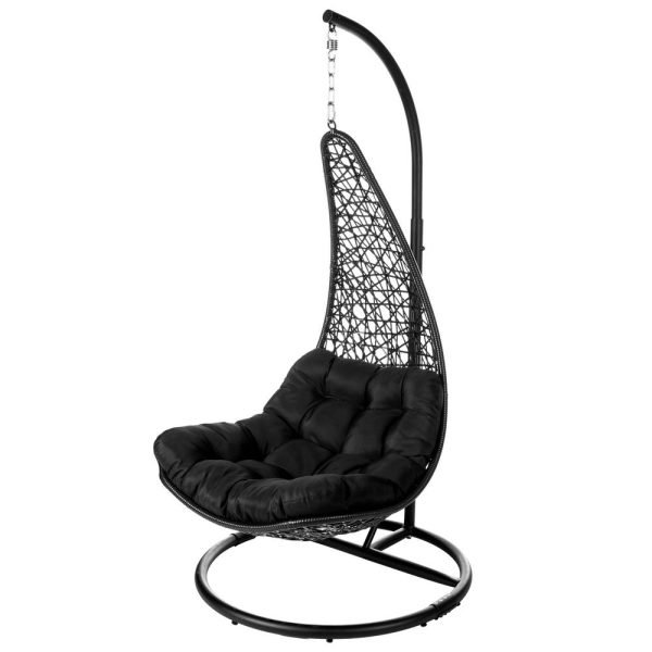 Cadeira Pendurada Com Mastro Vime Preto 104 X 104 X 192 Cm