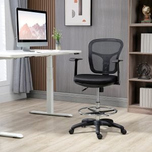 Cadeira de Escritório Ergonómica de Malha Cadeira de Escritório Giratória com Apoio para os Braços Apoio para os Pés e Assento Ajustáveis