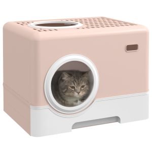 Caixa de Areia para Gatos Sanita para Animais de Estimação com Pá Bandeja Removível 52x41x38