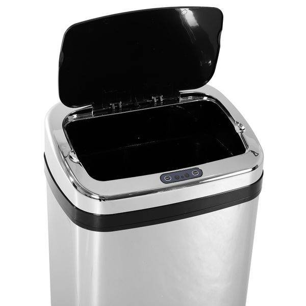 Caixote lixo automático de cozinha 30L com sensor de movimento e estrutura  de aço inoxidável para casa e escritório prata