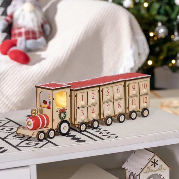 Calendário de Advento de Natal com Luz LED e 24 Gavetas