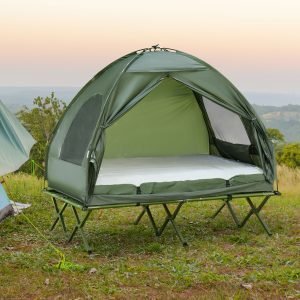 Outsunny Tenda Campismo para 2-3 Pessoas Fácil de Instalar com Gancho para  Luz 250x194x160cm Verde